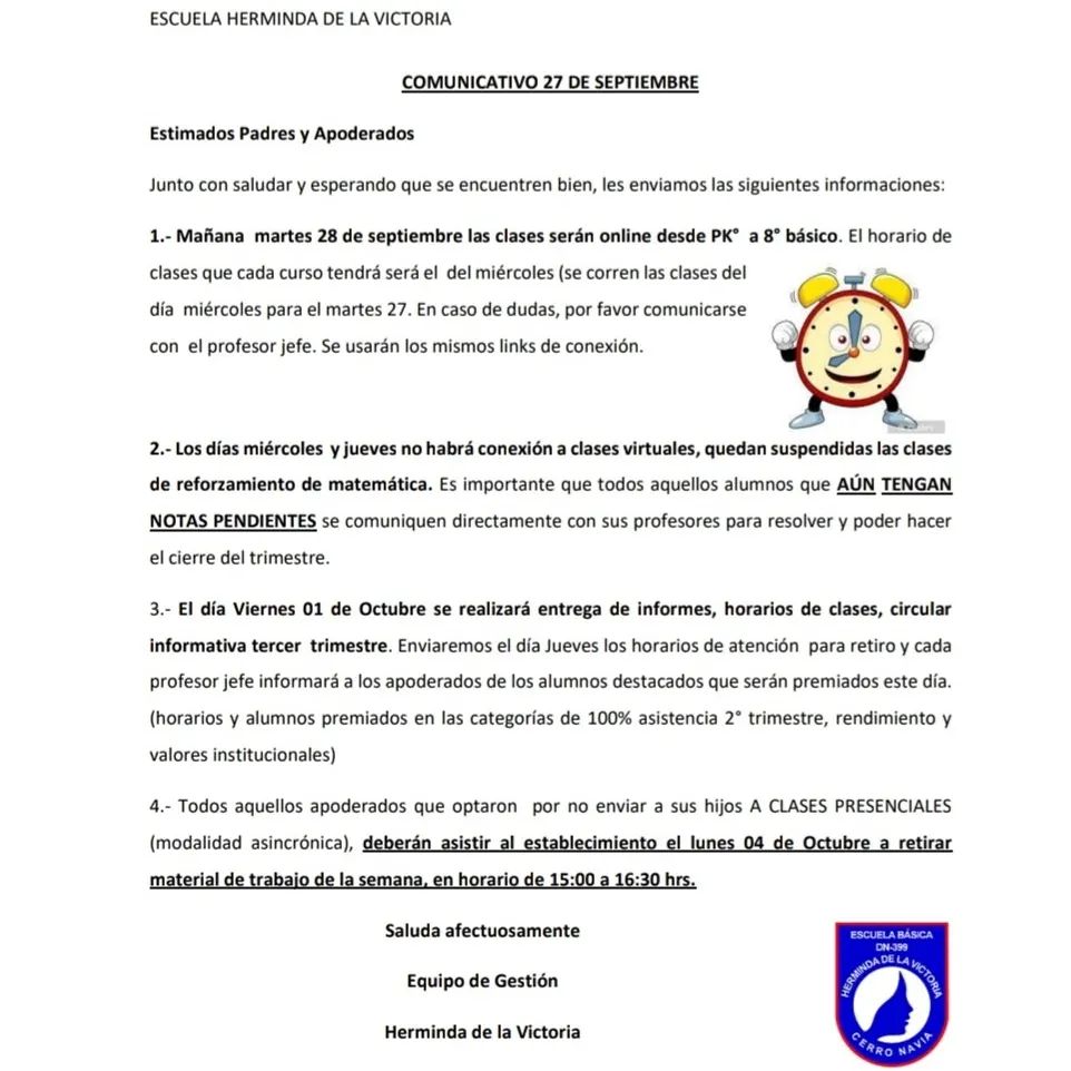 En este momento estás viendo Comunicativo 27 de septiembre