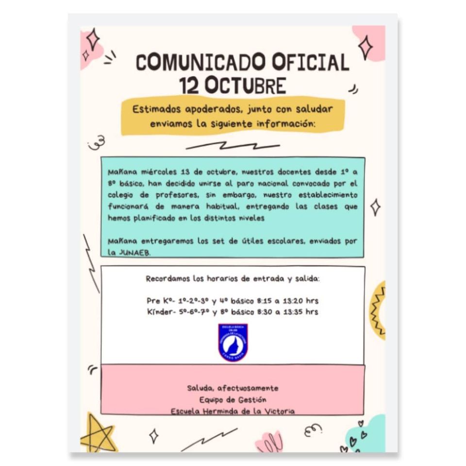 En este momento estás viendo Comunicado 12 de octubre
